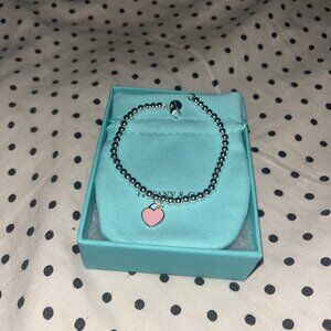 Tiffany & Co Pink Heart Pendant Bracelet